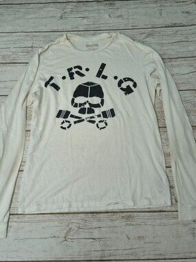 True Religion Long Sleeve Skull And Cross Bones Piston T Shirt Size Small